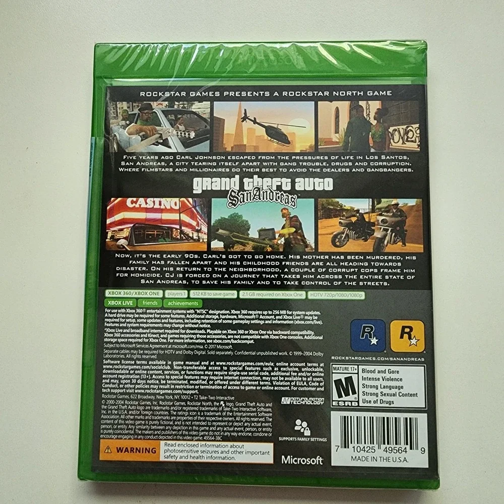 GTA Grand Theft Auto San Andreas [ G2 Case ] (XBOX ONE & XBOX 360) NEW